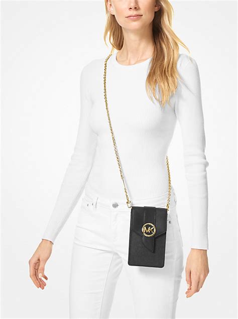 michael michael kors saffiano pvc iphone 5 crossbody|Small Saffiano Leather Smartphone Crossbody Bag .